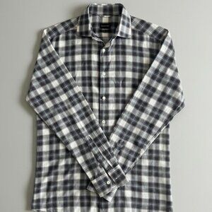 Ermenegildo Zegna Plaid Slim Fit Shirt, Fall Colors, Size M